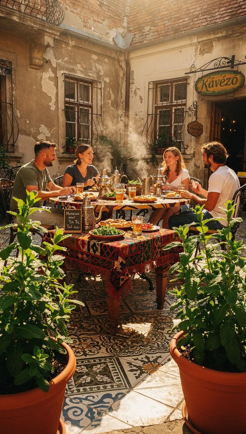 Tradi­cionális marokkói teázó belső terének részlete.