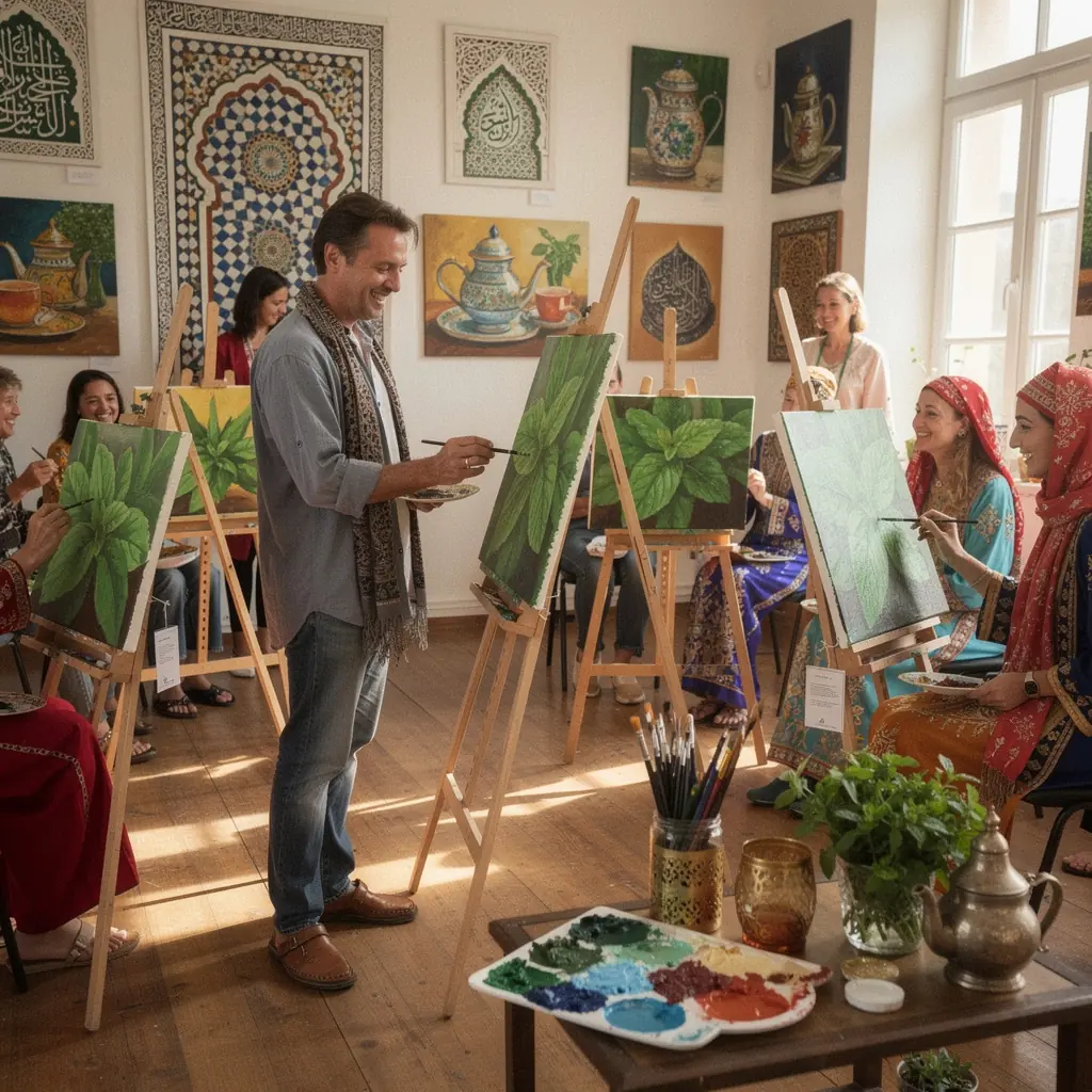 Frissítő menta tea gőze egy hagyományos edényből.